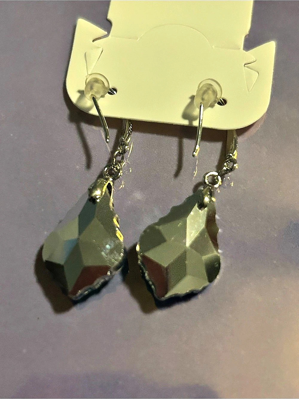 Faceted Green & Blue Drop Silver Earrings NWT - Picture 5 of 5